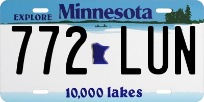MN license plate 772LUN