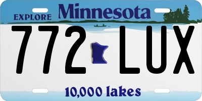 MN license plate 772LUX
