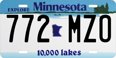 MN license plate 772MZO