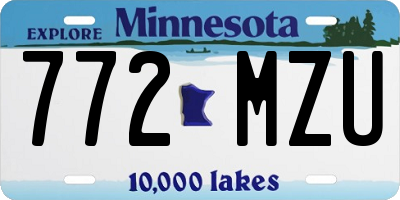 MN license plate 772MZU