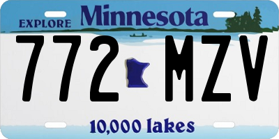 MN license plate 772MZV