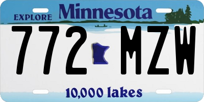 MN license plate 772MZW