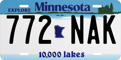 MN license plate 772NAK