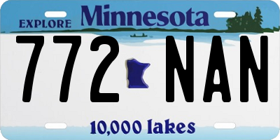 MN license plate 772NAN
