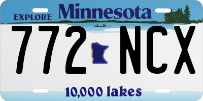 MN license plate 772NCX