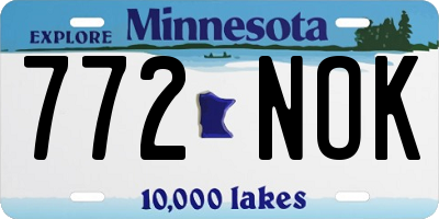 MN license plate 772NOK