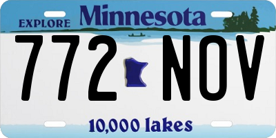 MN license plate 772NOV