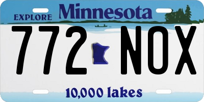 MN license plate 772NOX