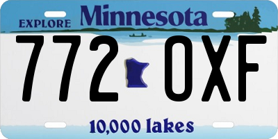 MN license plate 772OXF