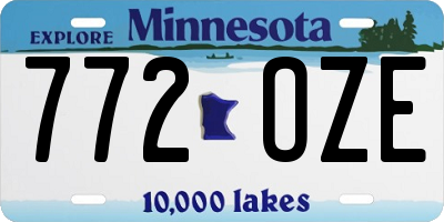 MN license plate 772OZE