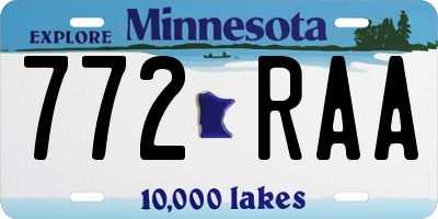 MN license plate 772RAA