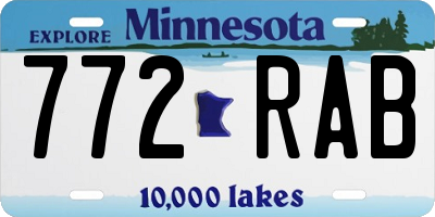 MN license plate 772RAB