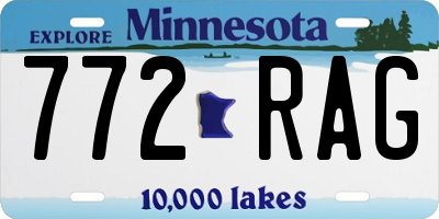 MN license plate 772RAG