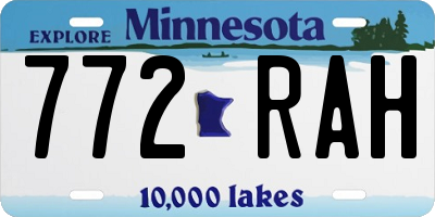 MN license plate 772RAH