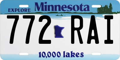 MN license plate 772RAI