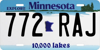 MN license plate 772RAJ