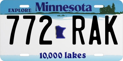 MN license plate 772RAK