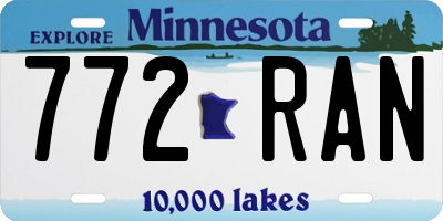 MN license plate 772RAN