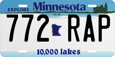 MN license plate 772RAP