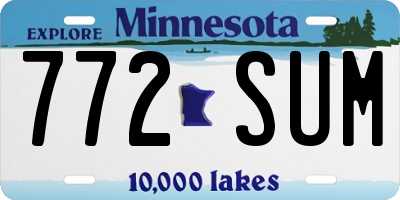 MN license plate 772SUM