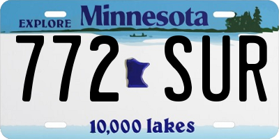 MN license plate 772SUR