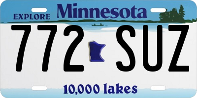 MN license plate 772SUZ
