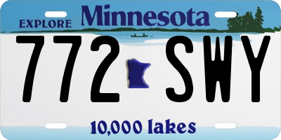 MN license plate 772SWY