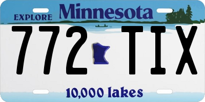 MN license plate 772TIX