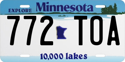 MN license plate 772TOA