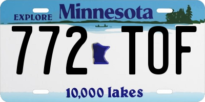 MN license plate 772TOF