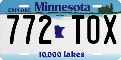 MN license plate 772TOX