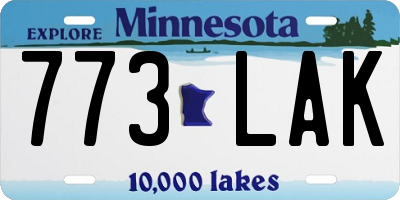 MN license plate 773LAK