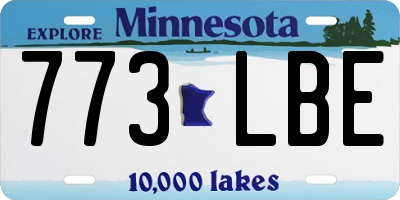 MN license plate 773LBE