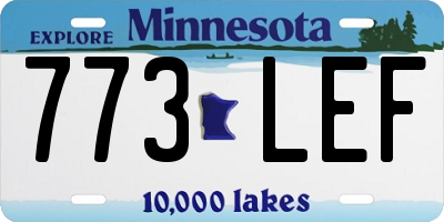 MN license plate 773LEF