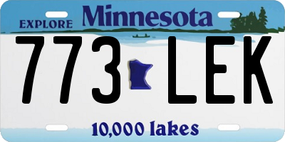 MN license plate 773LEK