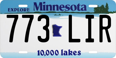 MN license plate 773LIR