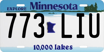 MN license plate 773LIU