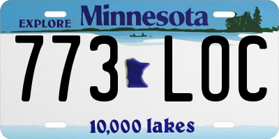 MN license plate 773LOC