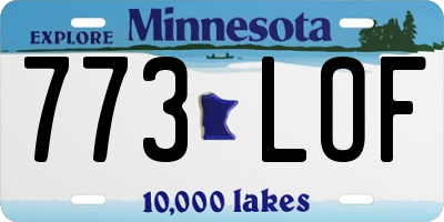 MN license plate 773LOF