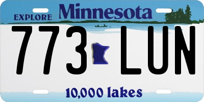 MN license plate 773LUN