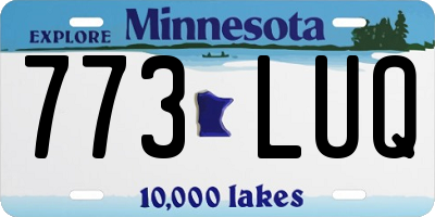 MN license plate 773LUQ