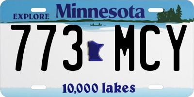 MN license plate 773MCY
