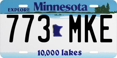 MN license plate 773MKE