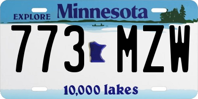 MN license plate 773MZW