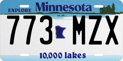 MN license plate 773MZX