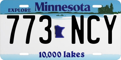 MN license plate 773NCY