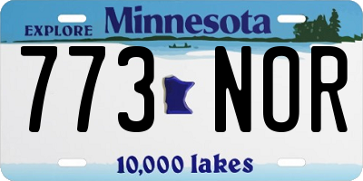 MN license plate 773NOR