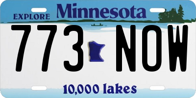 MN license plate 773NOW