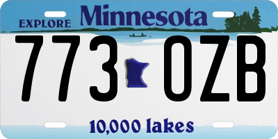MN license plate 773OZB