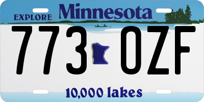 MN license plate 773OZF
